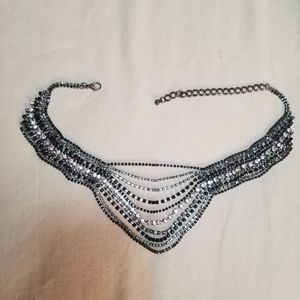 Crystal Draped Gunmetal Necklace